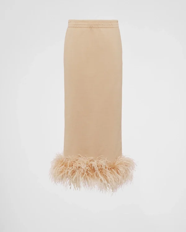 T-shirts And Sweatshirts | Skirts*Prada Cotton fleece skirt with feather trim Albinowhite