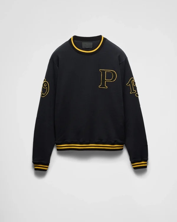 Jogging Suits And Sweatshirts*Prada Cotton fleece sweatshirt Black