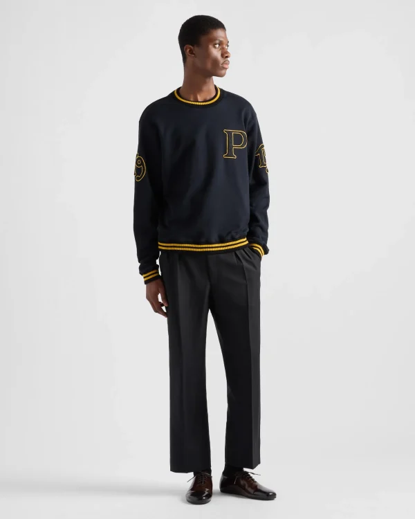 Jogging Suits And Sweatshirts*Prada Cotton fleece sweatshirt Black