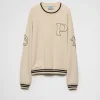 T-shirts And Sweatshirts*Prada Cotton fleece sweatshirt with patches Ivory