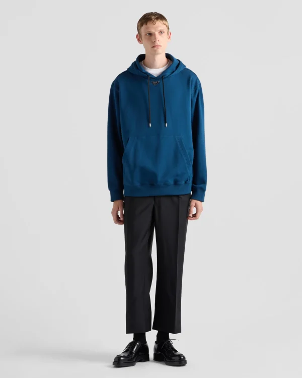 Jogging Suits And Sweatshirts*Prada Cotton hoodie Aviatorblue