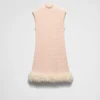 Knitwear*Prada Cotton mini-dress with feathers Alabasterpink