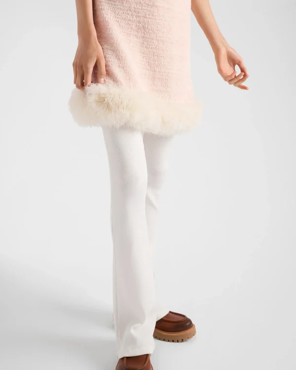 Knitwear*Prada Cotton mini-dress with feathers Alabasterpink