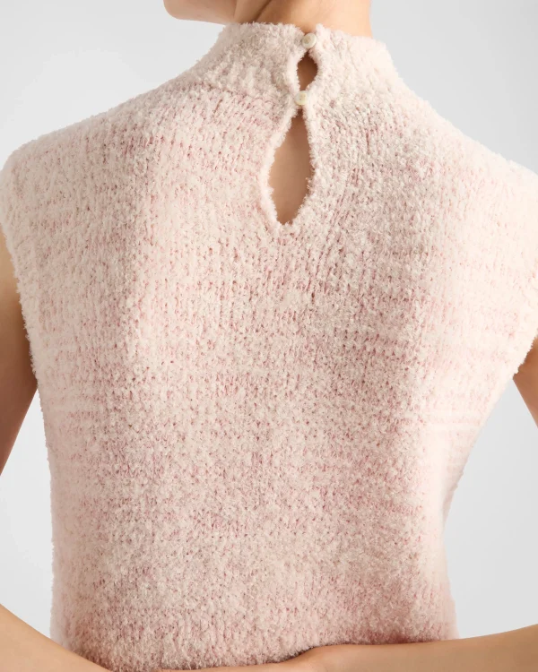 Knitwear*Prada Cotton mini-dress with feathers Alabasterpink