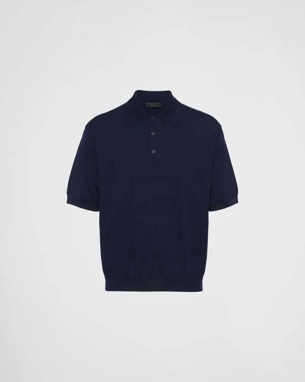 Knitwear*Prada Cotton polo shirt Navy