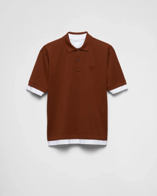 T-shirts And Polo Shirts*Prada Cotton polo shirt Tobacco