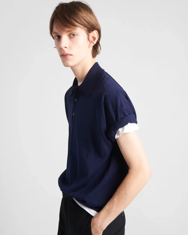 Knitwear*Prada Cotton polo shirt Navy