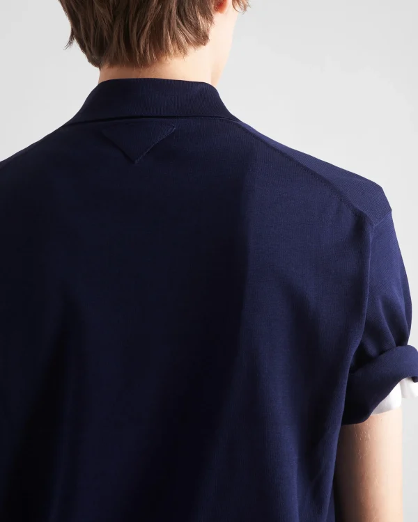 Knitwear*Prada Cotton polo shirt Navy