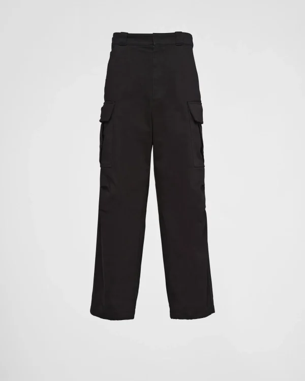 Trousers And Bermudas*Prada Cotton satin cargo pants Black