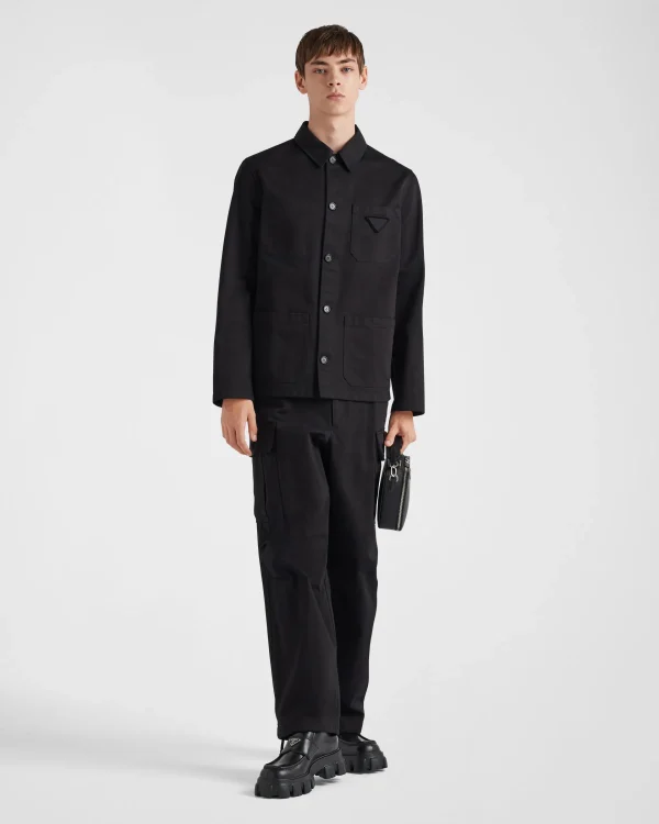 Trousers And Bermudas*Prada Cotton satin cargo pants Black