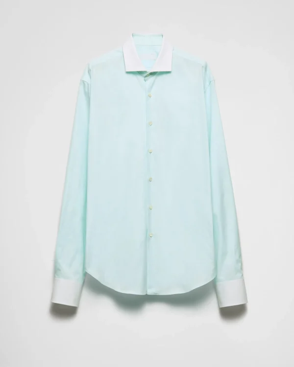 Shirts*Prada Cotton shirt Aqua/white