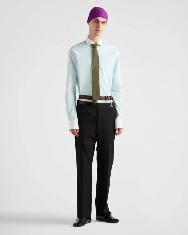 Shirts*Prada Cotton shirt Aqua/white