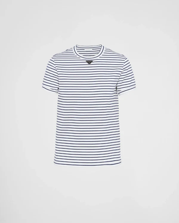 T-shirts And Polo Shirts*Prada Cotton T-shirt White/blue