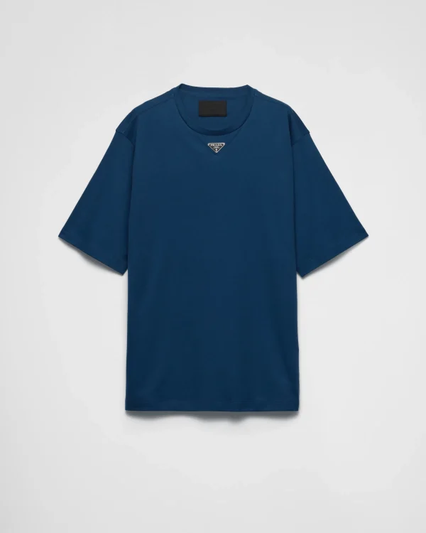 T-shirts And Polo Shirts*Prada Cotton T-shirt Aviatorblue