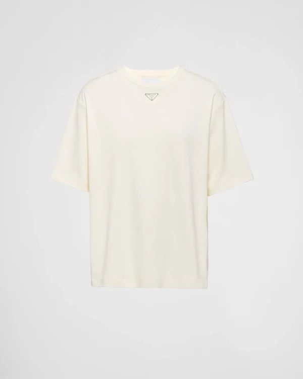 T-shirts And Polo Shirts*Prada Cotton T-shirt Vanilla