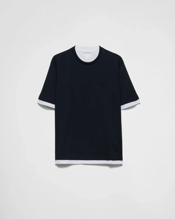 T-shirts And Polo Shirts*Prada Cotton T-shirt Navy