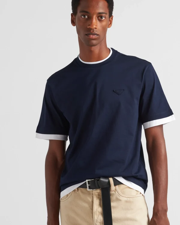 T-shirts And Polo Shirts*Prada Cotton T-shirt Navy