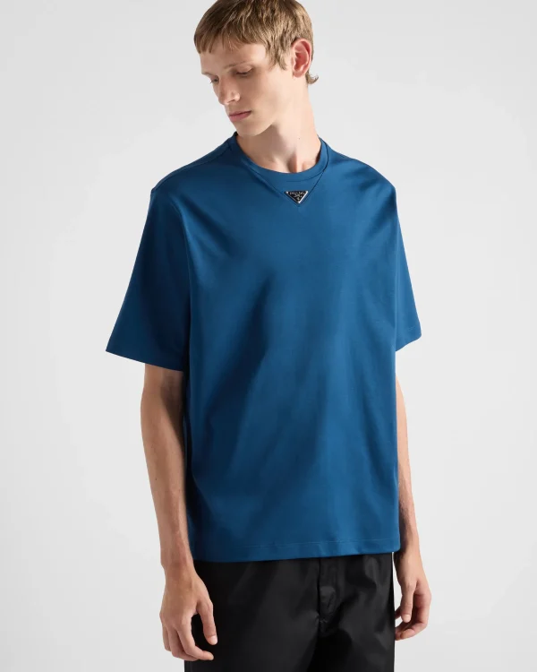 T-shirts And Polo Shirts*Prada Cotton T-shirt Aviatorblue