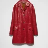 Leather Clothing*Prada Crackle suede coat Red