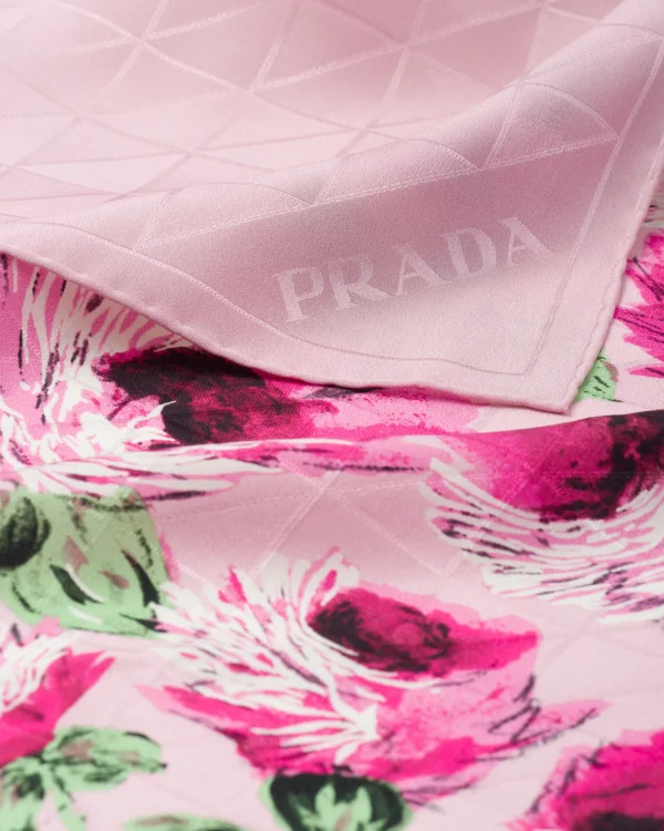 Silks And Scarves*Prada Crepe de chine jacquard scarf Quartz