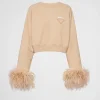 T-shirts And Sweatshirts*Prada Crew-neck sweatshirt with feather trim Albinowhite