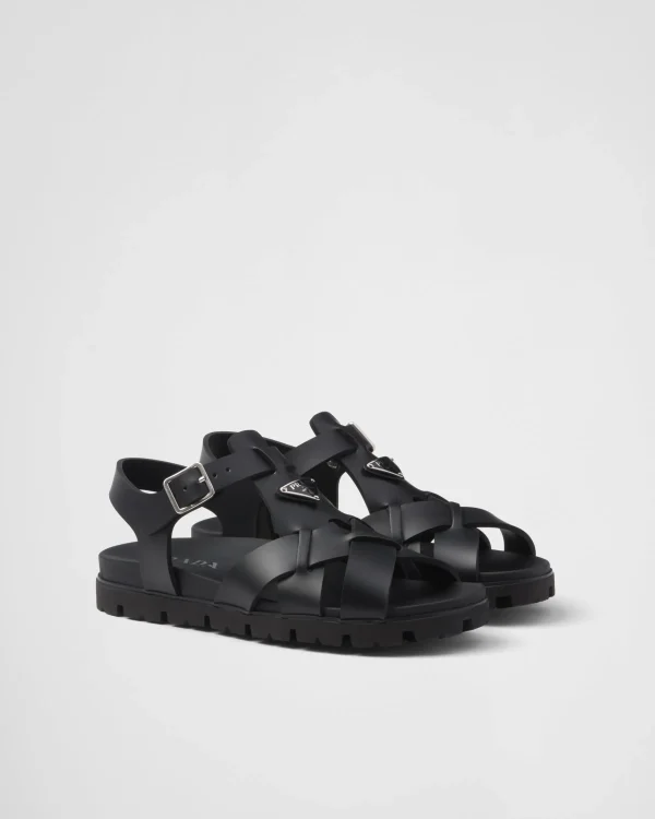 Sandals*Prada Crisscross rubber sandals Black