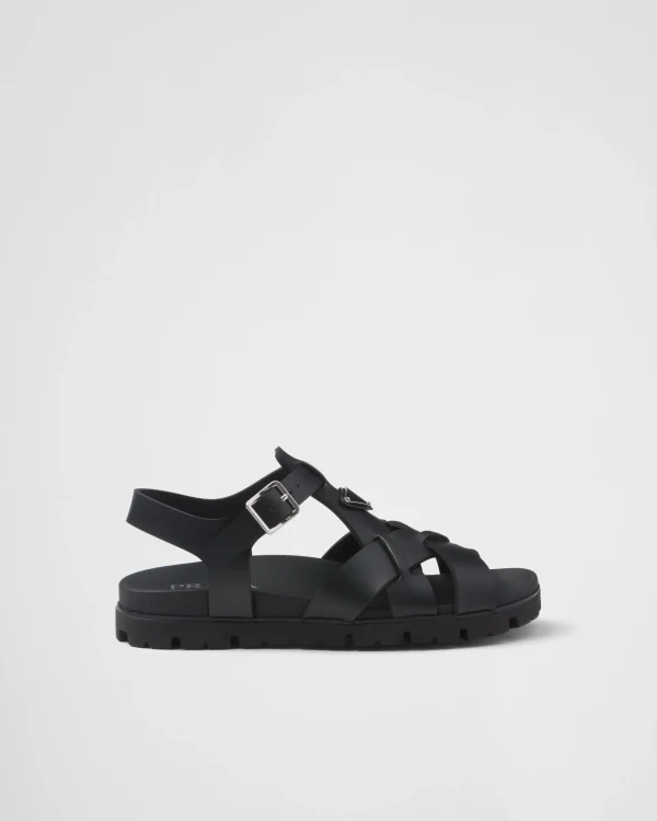 Sandals*Prada Crisscross rubber sandals Black