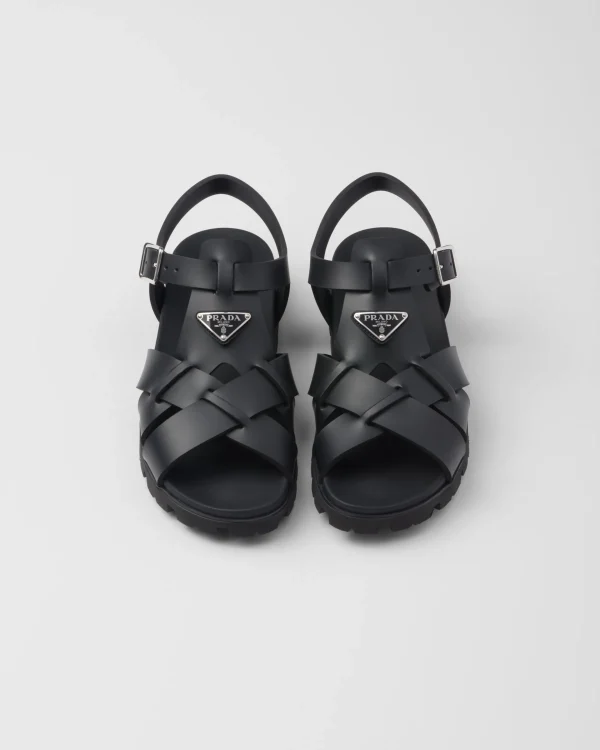 Sandals*Prada Crisscross rubber sandals Black