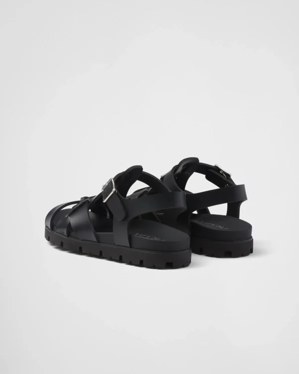 Sandals*Prada Crisscross rubber sandals Black