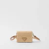 Card Holders*Prada Crochet card holder with shoulder strap Natural