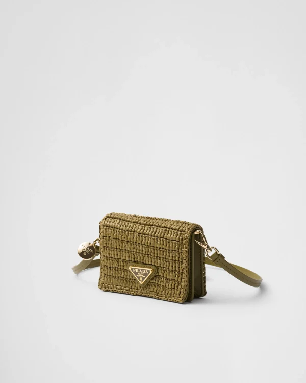 Card Holders*Prada Crochet card holder with shoulder strap Olivegreen