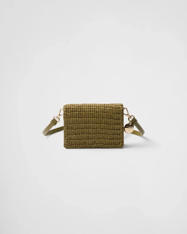 Card Holders*Prada Crochet card holder with shoulder strap Olivegreen