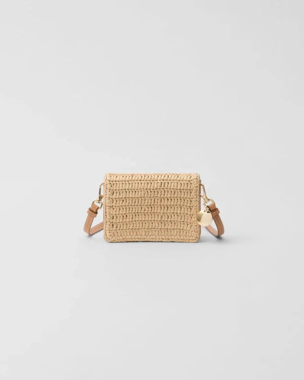 Card Holders*Prada Crochet card holder with shoulder strap Natural