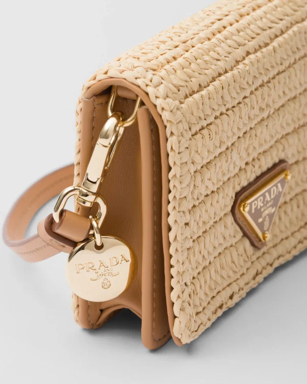 Card Holders*Prada Crochet card holder with shoulder strap Natural