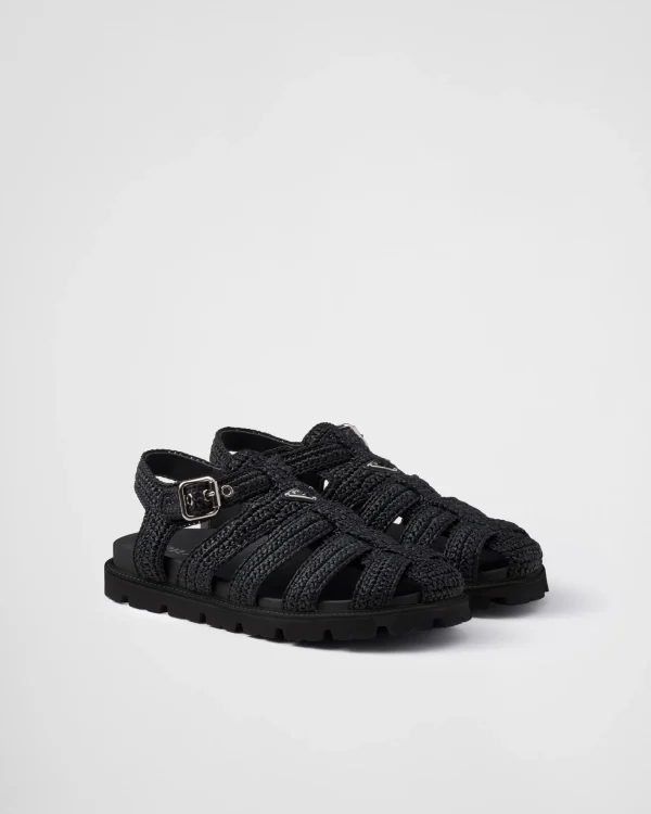 Sandals*Prada Crochet fisherman sandals Black