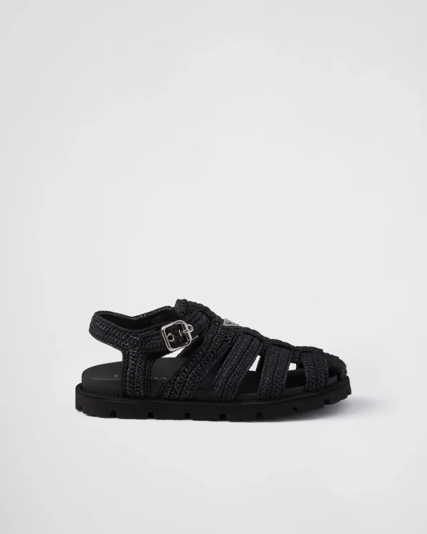 Sandals*Prada Crochet fisherman sandals Black