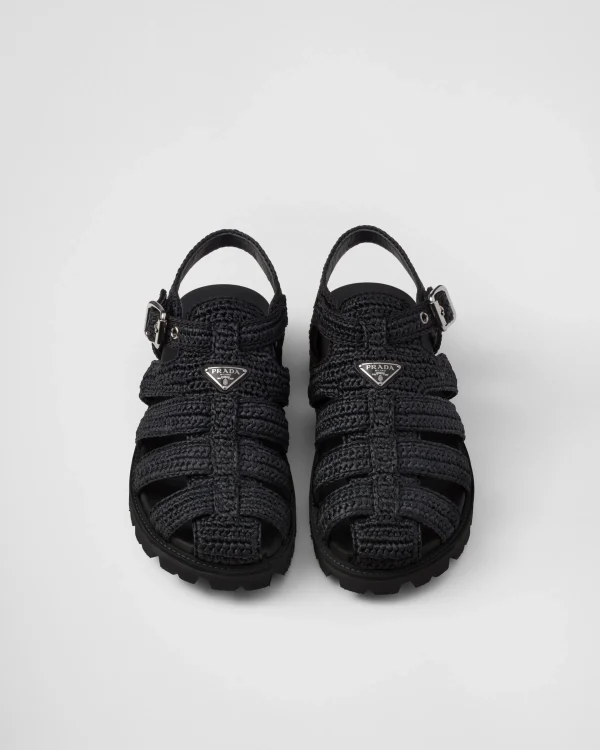 Sandals*Prada Crochet fisherman sandals Black