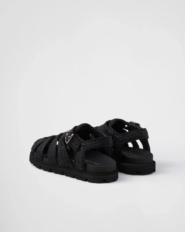 Sandals*Prada Crochet fisherman sandals Black