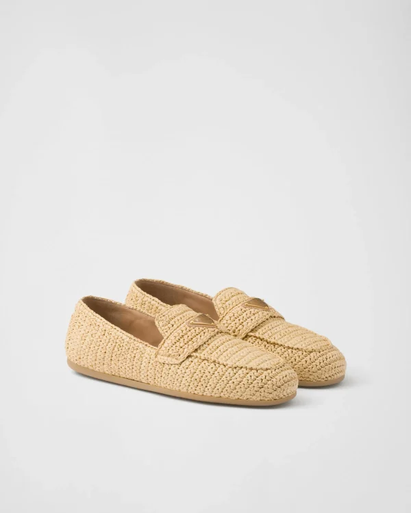 Loafers And Lace-ups*Prada Crochet loafers Natural