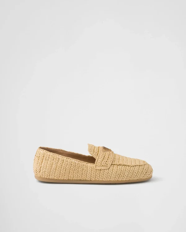 Loafers And Lace-ups*Prada Crochet loafers Natural