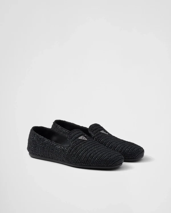 Loafers*Prada Crochet slip-on shoes Black