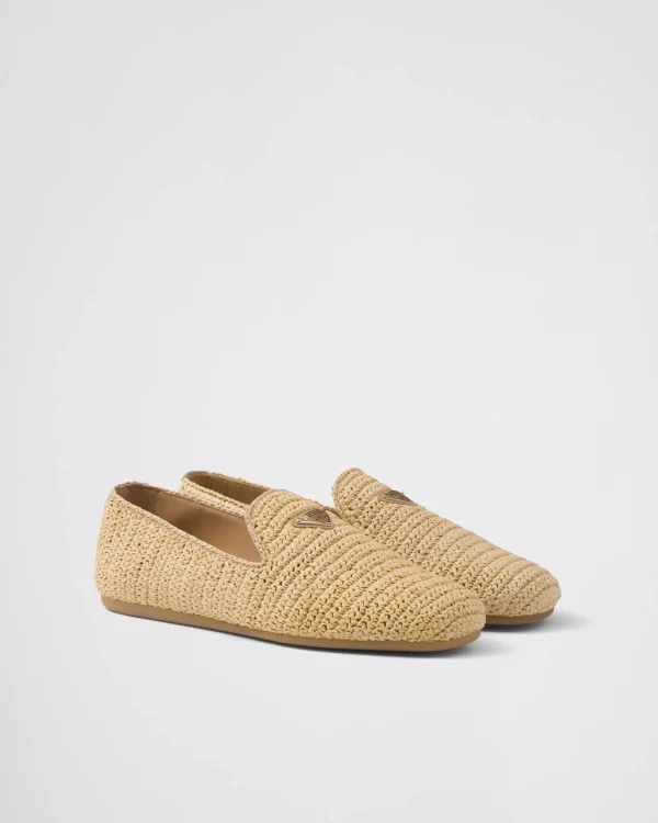 Loafers*Prada Crochet slip-on shoes Natural