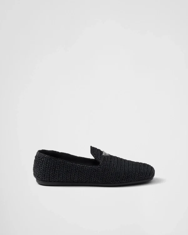 Loafers*Prada Crochet slip-on shoes Black