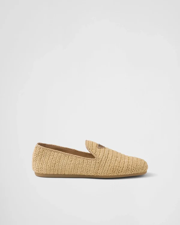 Loafers*Prada Crochet slip-on shoes Natural