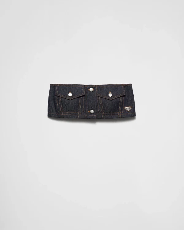 Denim*Prada Crop top in selvedge denim Navy