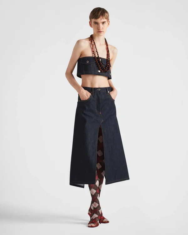 Denim*Prada Crop top in selvedge denim Navy