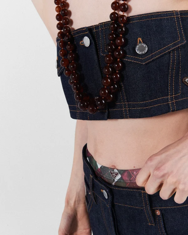 Denim*Prada Crop top in selvedge denim Navy