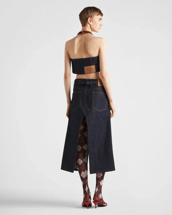 Denim*Prada Crop top in selvedge denim Navy