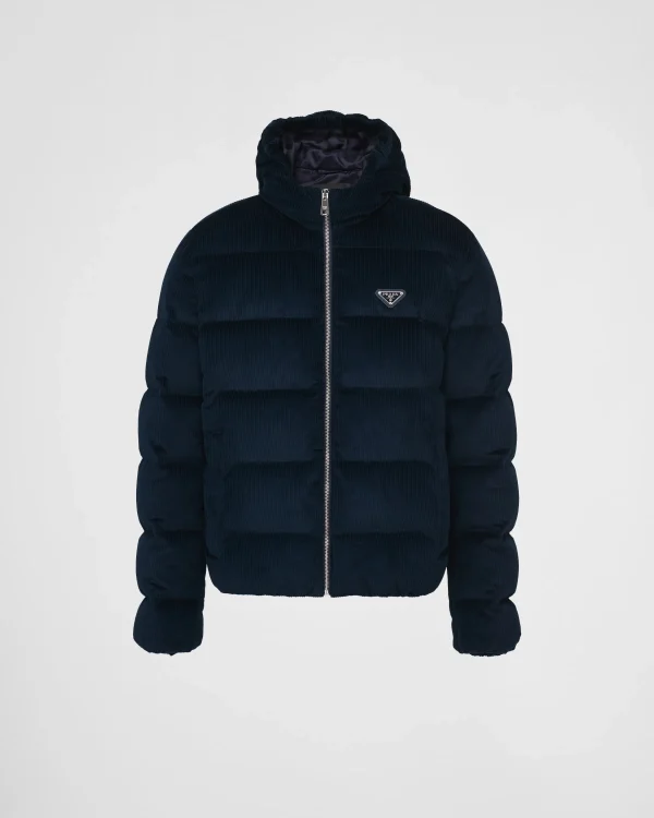 Outerwear*Prada Cropped corduroy down jacket Blue