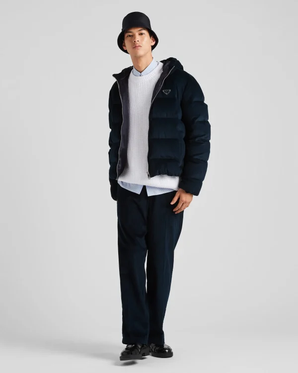 Outerwear*Prada Cropped corduroy down jacket Blue